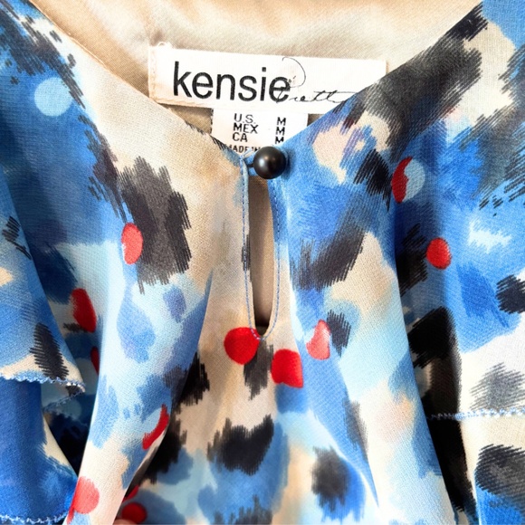 Kensie Pretty Abstract Watercolour Ruffle Dress Size M - Picture 3 of 10
